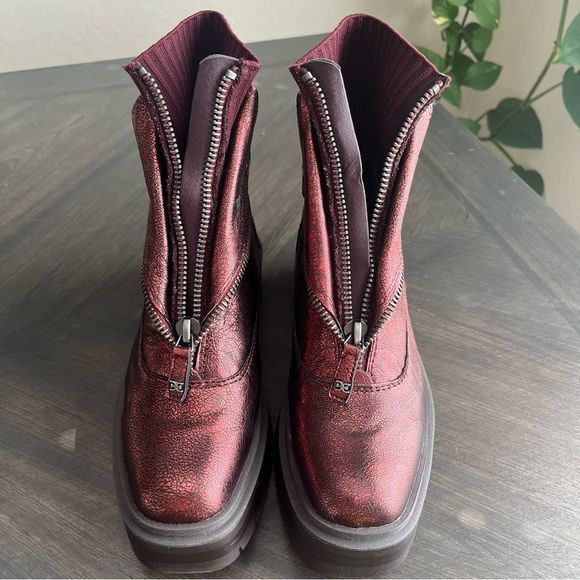 SAM EDELMAN Lind Moto Boots in Bordeaux Leather Size 8 - Picture 7 of 15